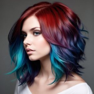 تصویری از موهای رنگی فانتزی که با استفاده از تکنیک‌های مناسب به دوام و زیبایی بیشتری دست یافته است