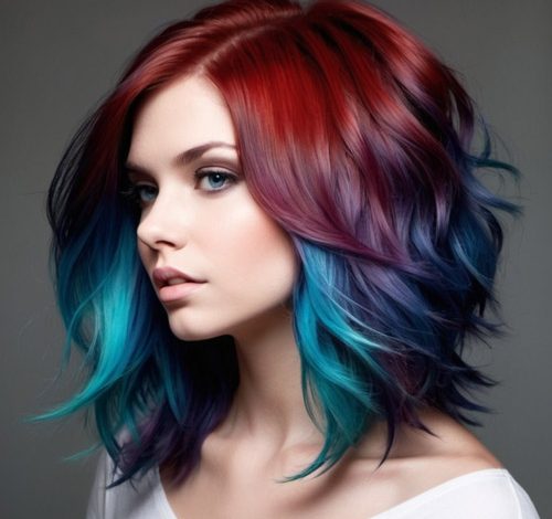 تصویری از موهای رنگی فانتزی که با استفاده از تکنیک‌های مناسب به دوام و زیبایی بیشتری دست یافته است